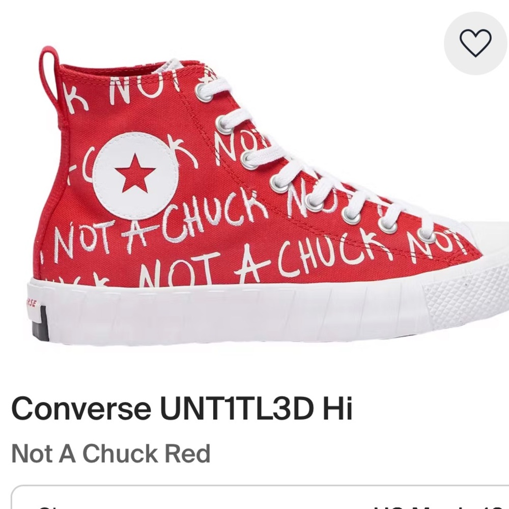 GS 6 - new Converse UNT1TL3D Red Unisex "NOT A CHUCK" Classic High Top Sneakers